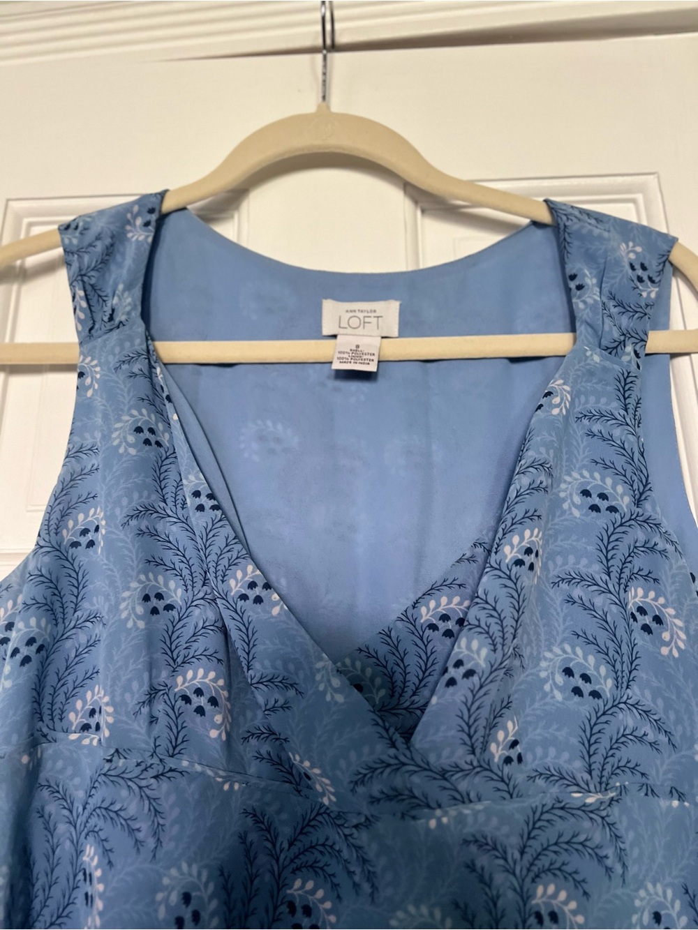 Vintage LOFT Blue Floral Embroidered Chiffon Midi Dress